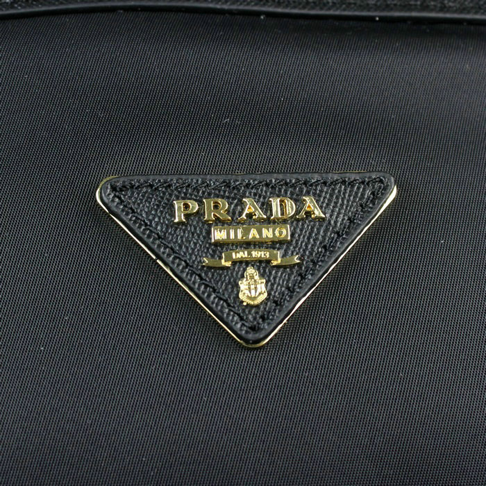 2014 Prada canvas shoulder handbag BR4664 black - Click Image to Close